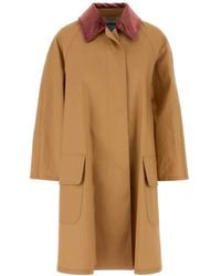 Prada - Camel Cotton Overcoat - Lyst