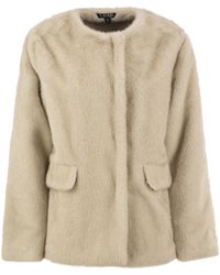 Ralph Lauren - Faux Fur Jacket With Round Neckline - Lyst