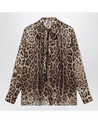 Dolce & Gabbana - Dolce&Gabbana Leopard-Print Silk Georgette Shirt - Lyst