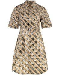 Burberry - Checked Cotton Shirtdress With Coordinated Waist Belt - Lyst