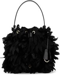 Prada - Embellished Satin Mini Bucket Bag - Lyst