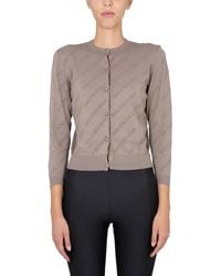 Balenciaga - Allover Logo Cropped Cardigan - Lyst