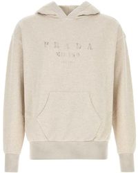 Prada - Melange Sand Cotton Sweatshirt - Lyst