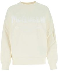 McQueen - Ivory Cotton Oversize Sweatshirt - Lyst