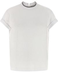 Brunello Cucinelli - Embroidered Collar Cotton T-Shirt - Lyst
