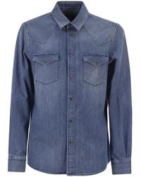 Peserico - Lightweight Cotton Denim Shirt With Patch Pockets - Lyst