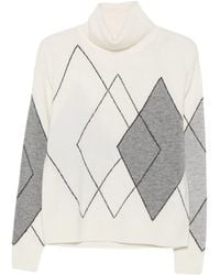 SEVENTY VENEZIA - Argyle-Pattern Roll-Neck Sweater - Lyst