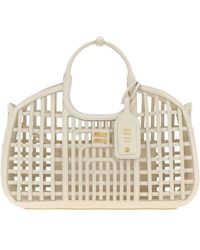 Miu Miu - Chalk Leather Shopping Bag - Lyst
