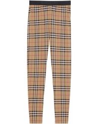 Burberry - Check Leggings - Lyst
