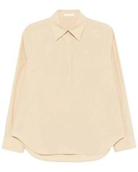The Row - Margan Long-Sleeve Shirt With Curved Hem - Lyst