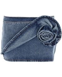 Magda Butrym - Twisted Floral Denim Mini Skirt - Lyst