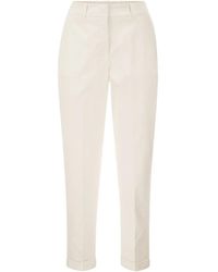 Peserico - Stretch Cotton Tapered Trousers With Elasticated Waistband - Lyst