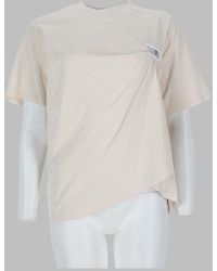 MM6 by Maison Margiela - T-Shirt Con Drappeggio E Patch Logo - Lyst