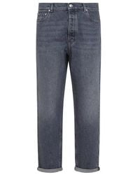 Brunello Cucinelli - Medium Straight-Leg Greyscale Denim Five-Pocket Jeans With A High-Waisted Cut - Lyst