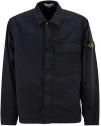 Stone Island - Regular Fit Overshirt With Concealed Zip - Lyst