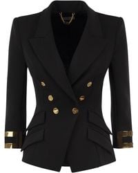 Elisabetta Franchi - Double-Breasted Blazer With Logo Details - Lyst