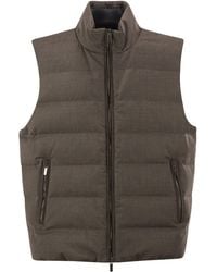 Peserico - Wool Blend Padded Gilet With High Collar - Lyst