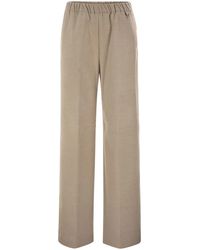 Herno - Wide-Leg Flannel-Effect Trousers With Elasticated Waistband - Lyst