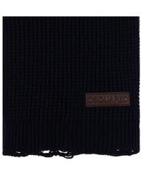 DSquared² - Logo Patch Knit Wool Scarf - Lyst
