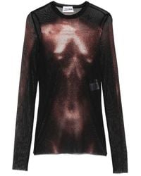 Jean Paul Gaultier - Mesh Crew Neck Top With Long Sleeves Printed Body Dust - Lyst