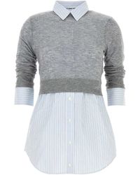 Alexander Wang - Sheer Crewneck Button-Up Top - Lyst