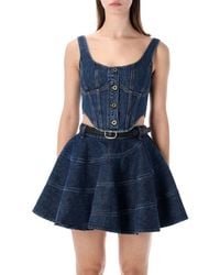 Self-Portrait - Denim Corset Top - Lyst