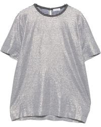 Brunello Cucinelli - Striped Linen T-Shirt - Lyst