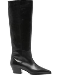 Aeyde - 50Mm Medea Leather Pointed Toe Knee High Boots - Lyst