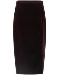 Saint Laurent - Wrap Midi Skirt - Lyst