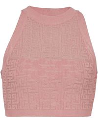 Balmain - Metallic Monogram Jacquard Crop Top - Lyst