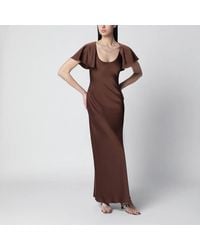 ROTATE BIRGER CHRISTENSEN - Long Satin Dress With Flutter Sleeves - Lyst