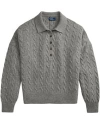 Polo Ralph Lauren - Cable-Knit Wool And Cashmere Polo Jumper - Lyst