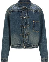 KENZO - Floral Embroidery Denim Jacket - Lyst