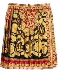 Versace - Barocco Pleated Mini Skirt - Lyst