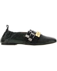 Ganni - Leather Ballet Flats - Lyst
