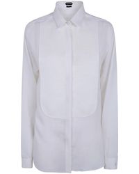 Tom Ford - Washed Silk Georgette Tuxedo Shirt - Lyst