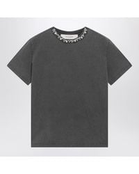 Golden Goose - Anthracite Cotton T-Shirt With Cabochon Crystals - Lyst