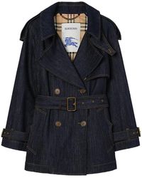 Burberry - Short Denim Fitzrovia Trench Coat - Lyst