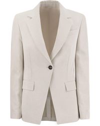 Brunello Cucinelli - Cotton And Linen Jacket - Lyst