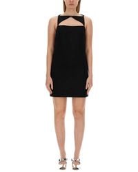 Versace - Wool Blend Straight Mini Dress With Cut-Out - Lyst