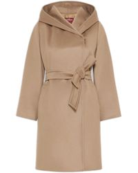 Max Mara - Double-Drap Virgin Wool Belted Jacket With Side Welt Pockets - Lyst