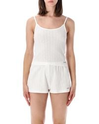 Sporty & Rich - Sporty & Rich Sporty & Rich Pointelle Logo Tank - Lyst