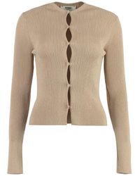 Fendi - Ribbed Cotton Cardigan - Lyst