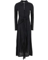 Ganni - Modal Jersey Long Sleeve Maxi Tie Dress - Lyst
