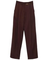 Elisabetta Franchi - Cacao Polyester Pants - Lyst