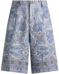 Etro - Linen Cotton Shorts - Lyst