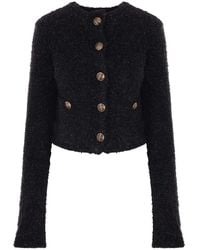 Balenciaga - Cotton Blend Tweed Cropped Cardigan - Lyst