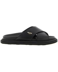 Moschino - Leather Sabots With Logo - Lyst