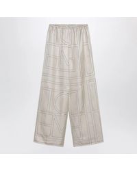 TOTEME - Ivory Monogram Silk Pajama Trousers - Lyst