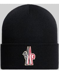 Moncler - Logo Patch Wool Beanie Hat - Lyst